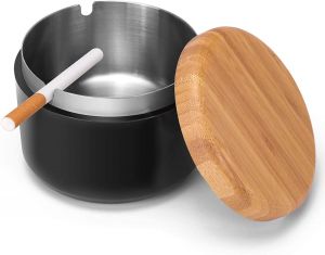 Ash Tray with Lid (Black)